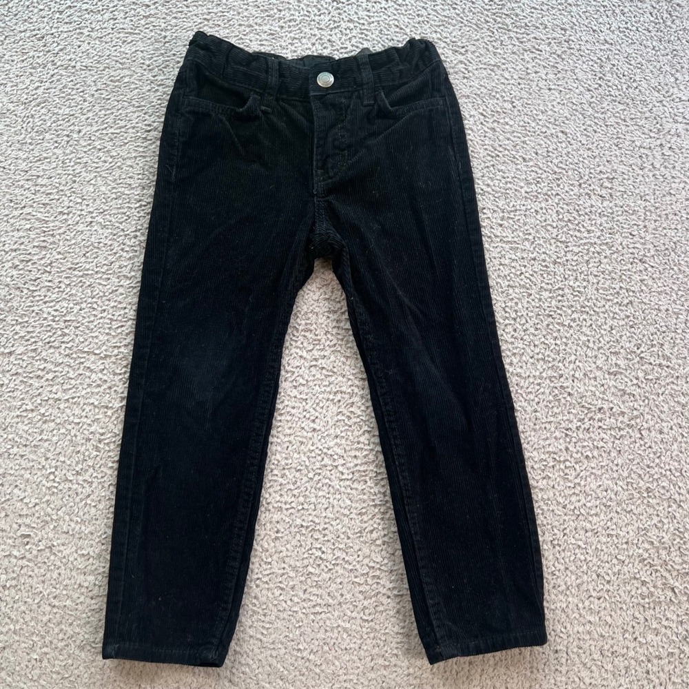 H&M Kids Black Corduroy Slim Fit Adjustable Waist Pants Size 4T